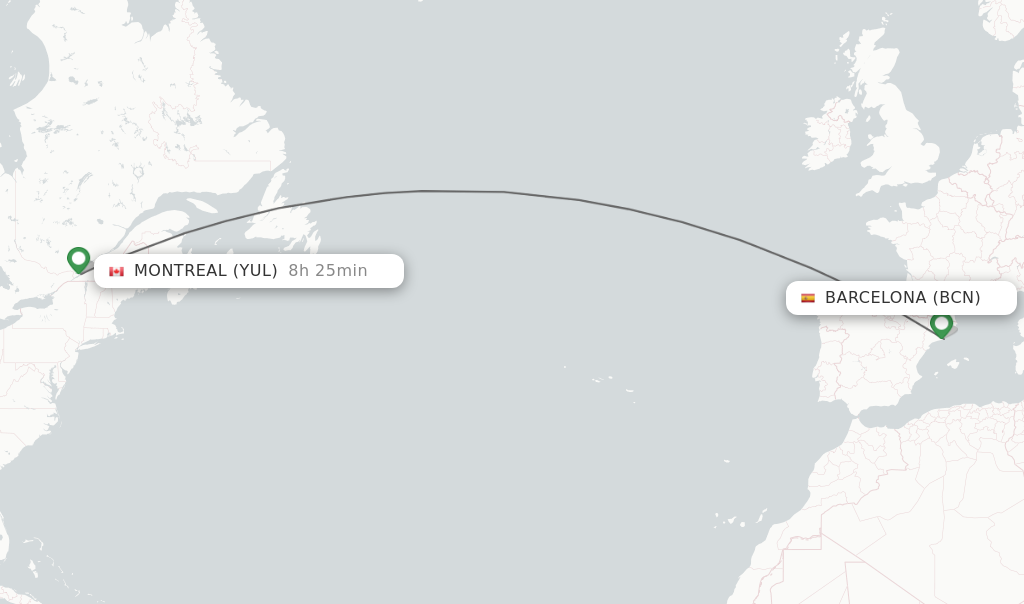 Direct Non Stop Flights From Barcelona To Montreal Schedules