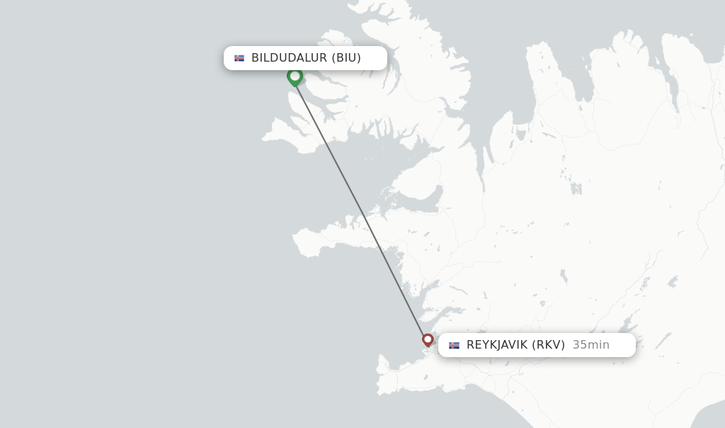 Direct Non Stop Flights From Bildudalur To Reykjavik Schedules