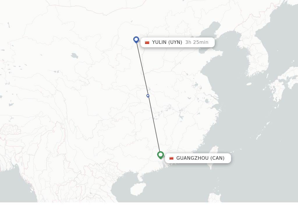 Direct Non Stop Flights From Guangzhou To Yulin Schedules