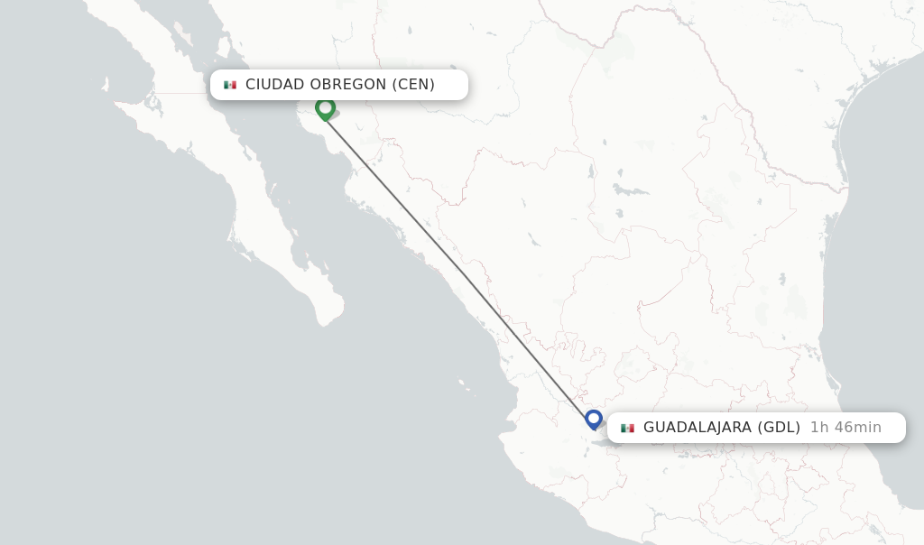 Direct Non Stop Flights From Ciudad Obregon To Guadalajara