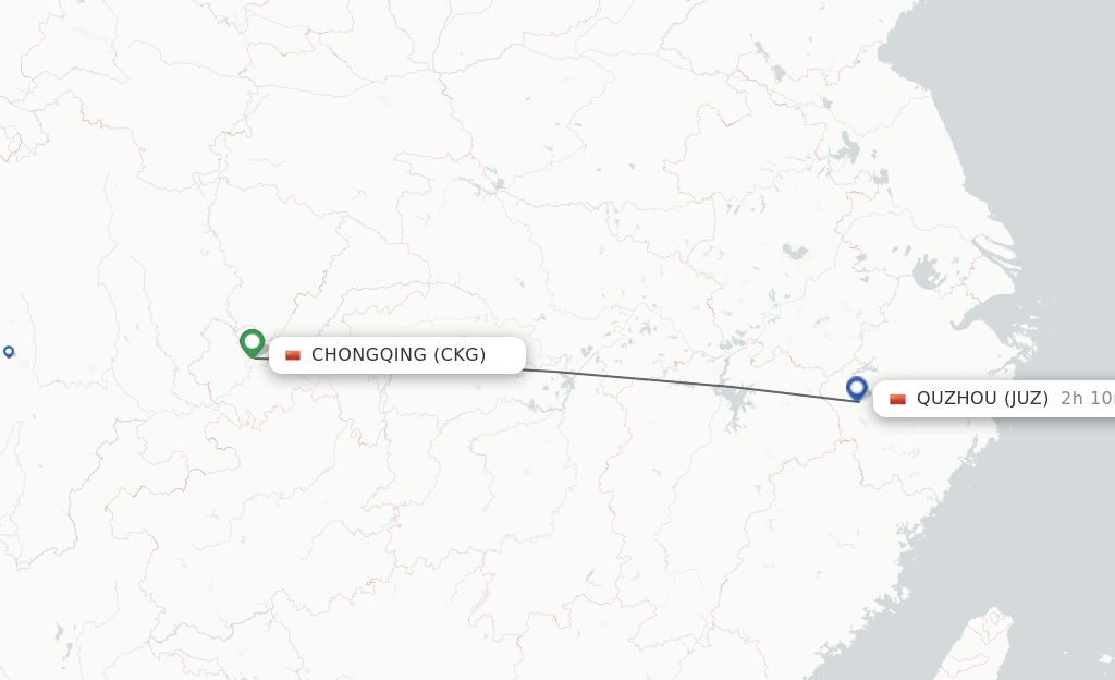 Direct Non Stop Flights From Chongqing To Quzhou Zhejiang Province