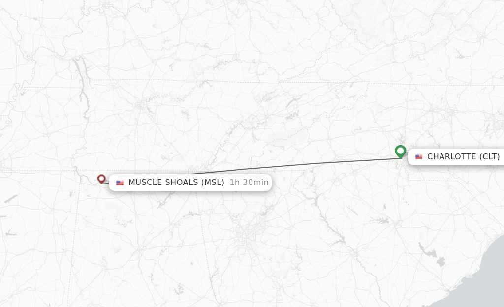 Direct Non Stop Flights From Charlotte To Muscle Shoals Schedules