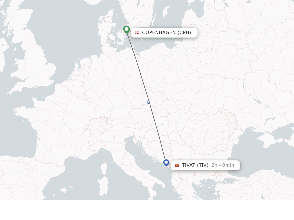 Direct Non Stop Flights From Copenhagen To Tivat Schedules