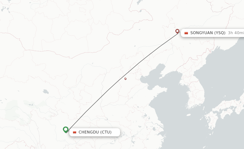 Direct Non Stop Flights From Chengdu To Songyuan Schedules