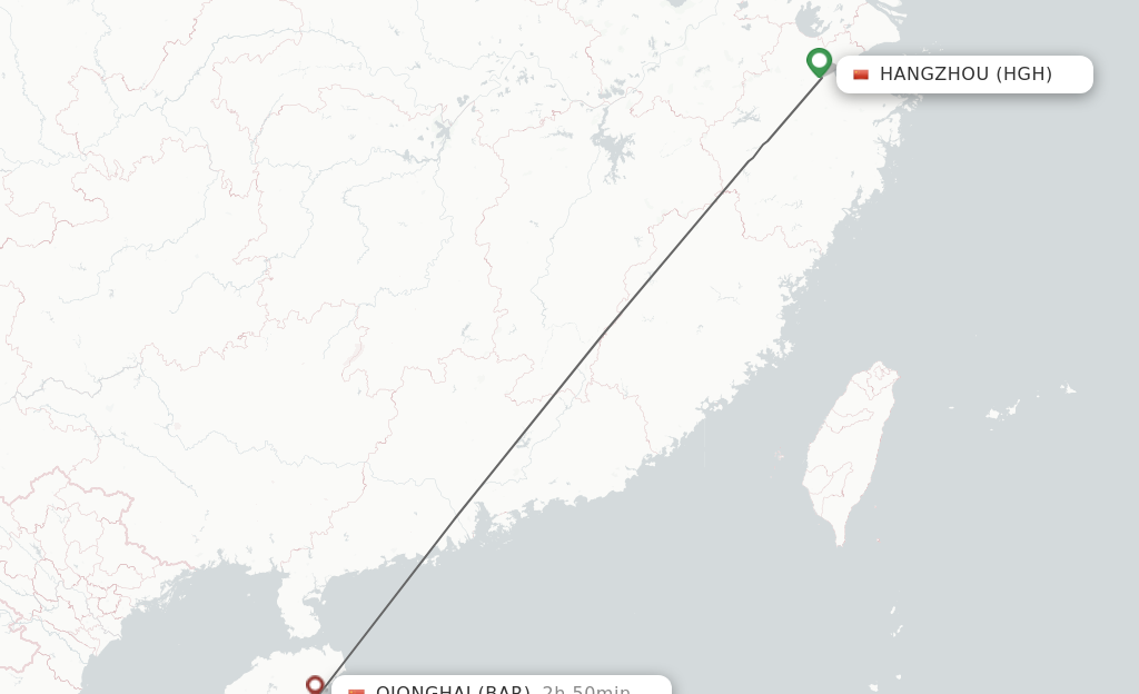 Direct Non Stop Flights From Hangzhou To Qionghai Schedules