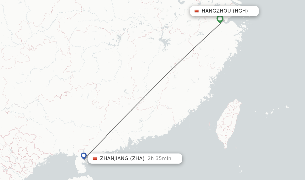 Direct Non Stop Flights From Hangzhou To Zhanjiang Schedules