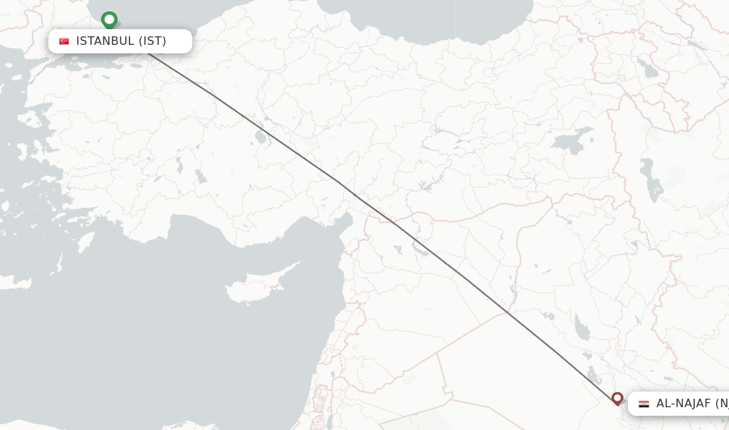 Direct Non Stop Flights From Istanbul To Al Najaf Schedules