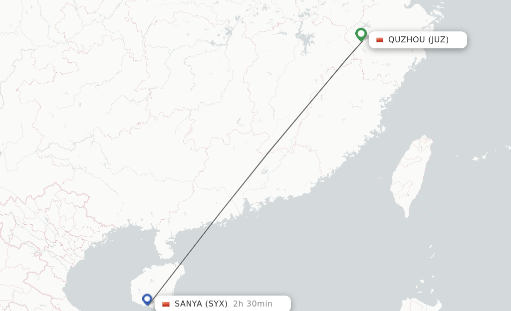 Direct Non Stop Flights From Quzhou Zhejiang Province To Sanya