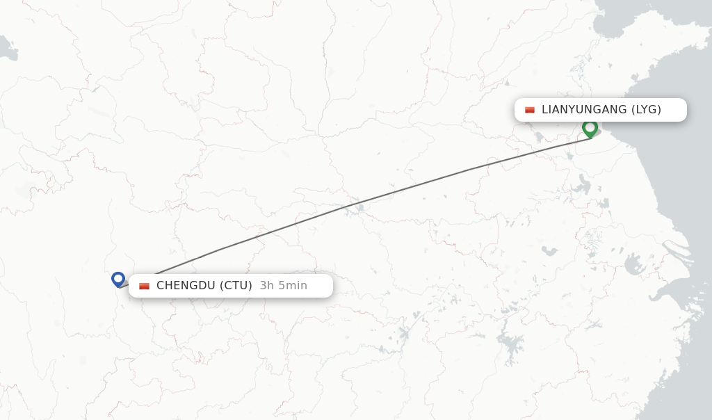 Direct Non Stop Flights From Lianyungang To Chengdu Schedules