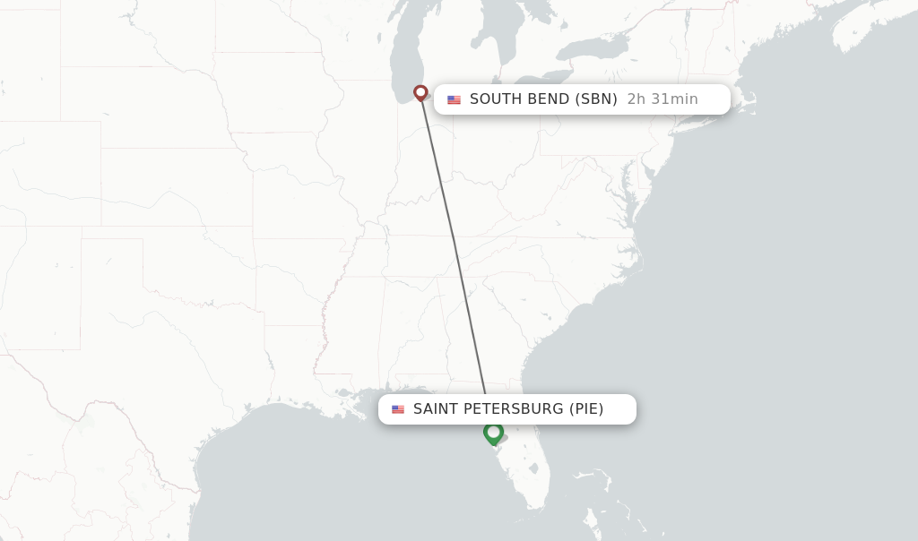 Direct Non Stop Flights From Saint Petersburg To South Bend