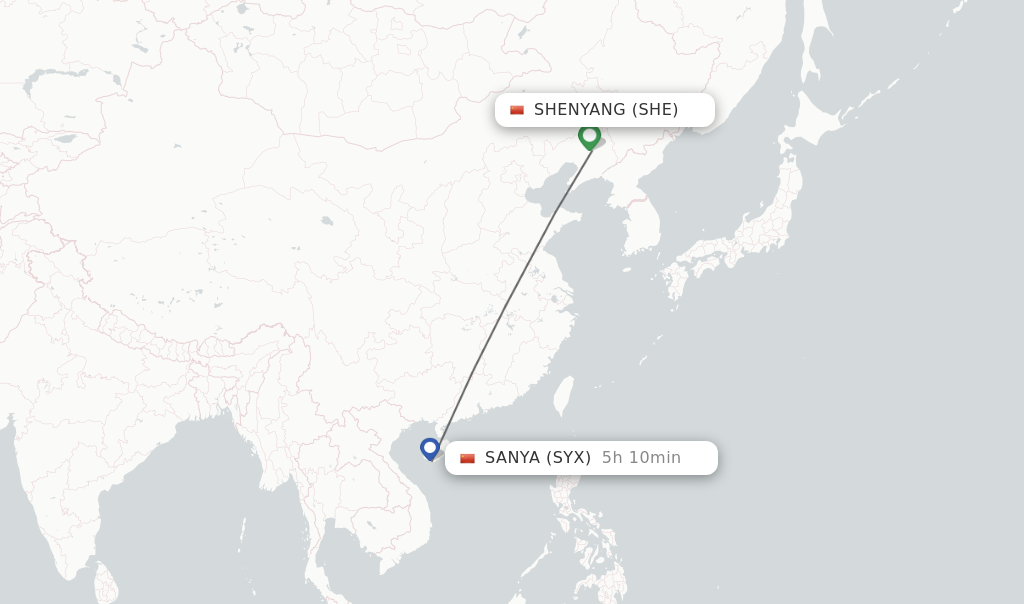 Direct Non Stop Flights From Shenyang To Sanya Schedules