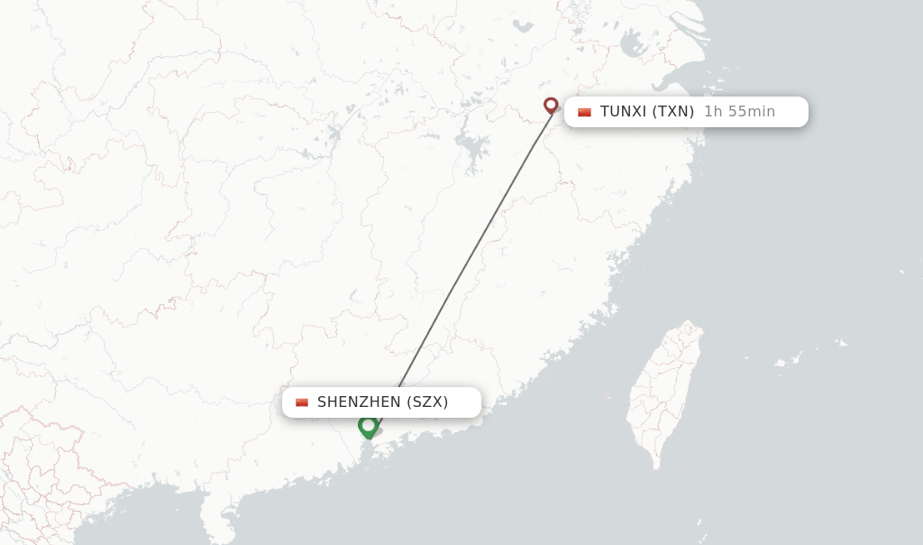 Direct Non Stop Flights From Shenzhen To Tunxi Schedules