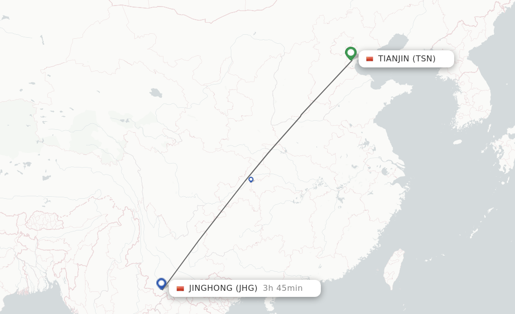 Direct Non Stop Flights From Tianjin To Jinghong Schedules