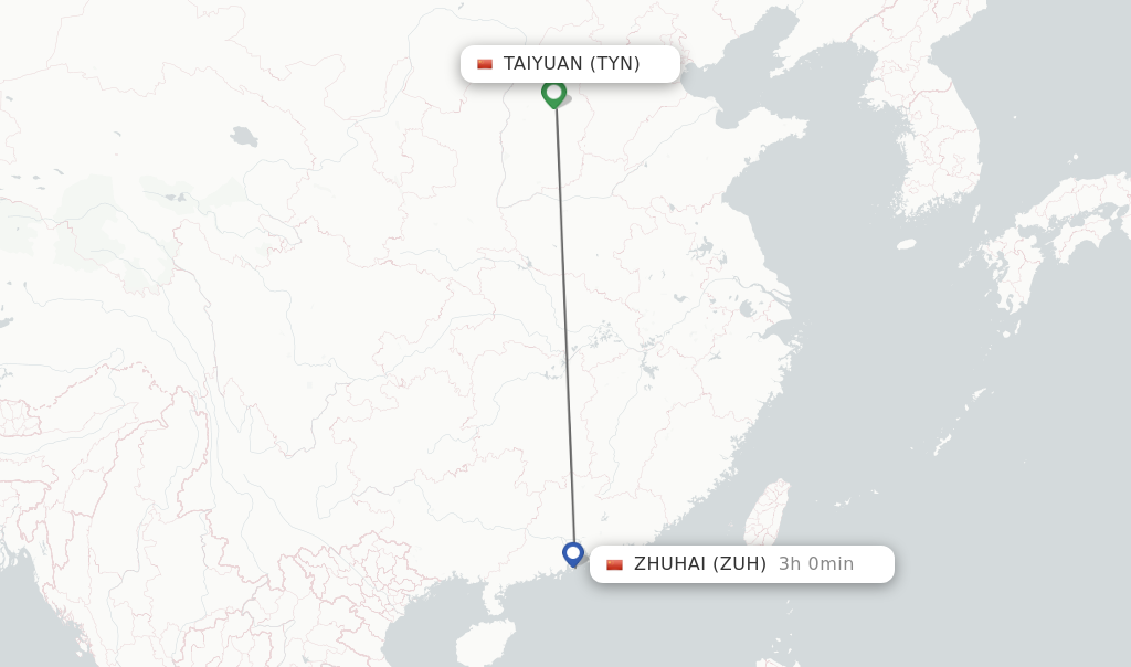 Direct Non Stop Flights From Taiyuan To Zhuhai Schedules