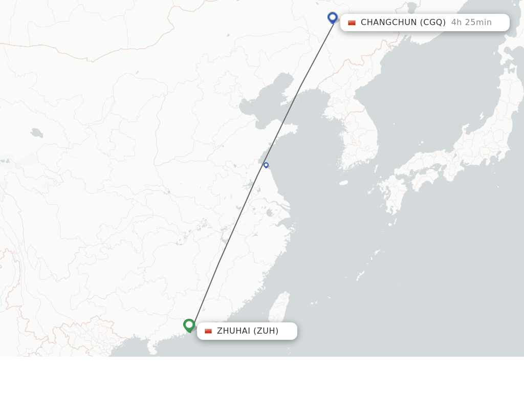 Direct Non Stop Flights From Zhuhai To Changchun Schedules