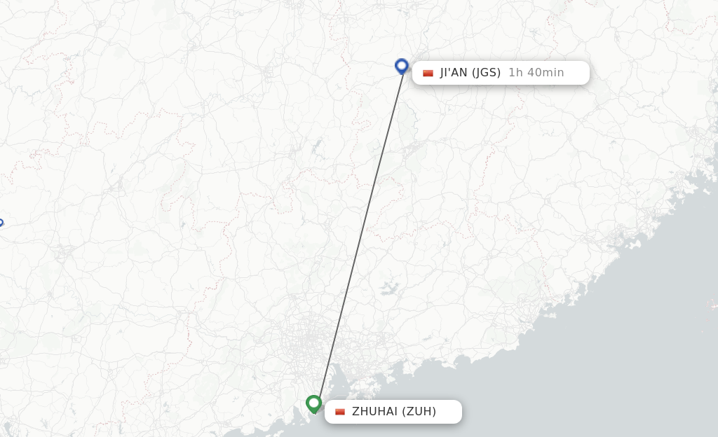 Direct Non Stop Flights From Zhuhai To Ji An Schedules