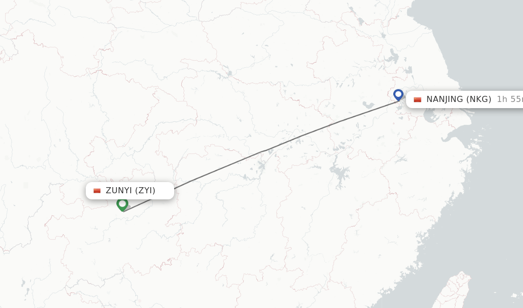 Direct Non Stop Flights From Zunyi To Nanjing Schedules