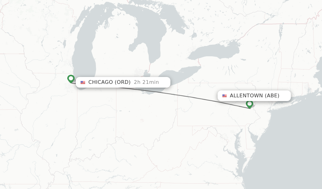 Direct non stop flights from Allentown to Chicago schedules