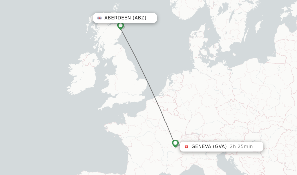 Direct non stop flights from Aberdeen to Geneva schedules