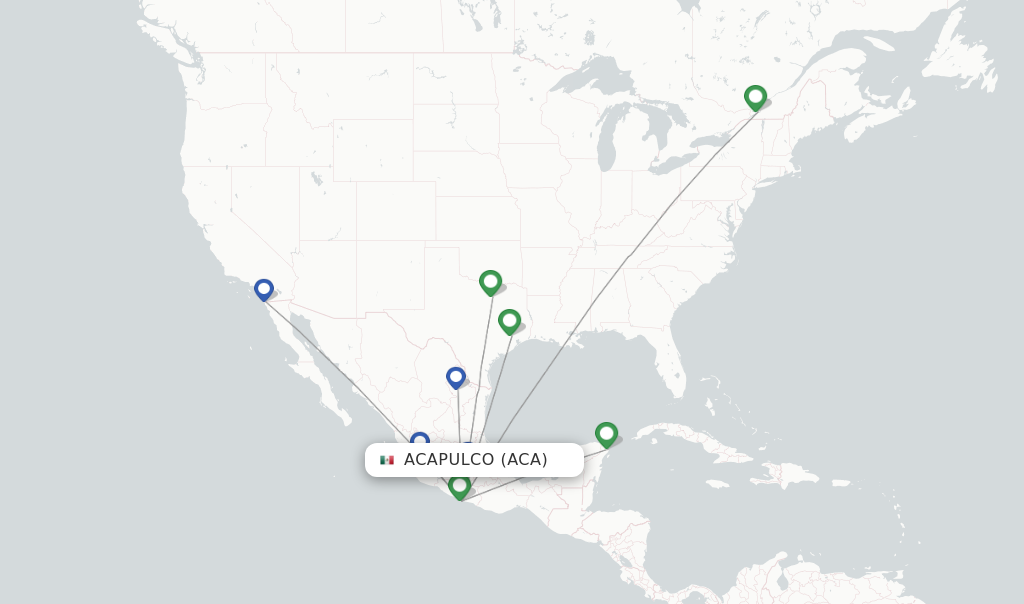 Direct non stop flights from Acapulco to Los Angeles schedules