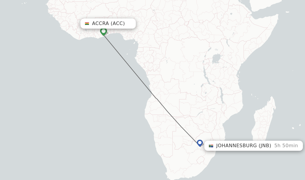 Direct non stop flights from Accra to Johannesburg schedules