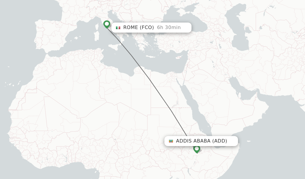 Direct non stop flights from Addis Ababa to Rome schedules