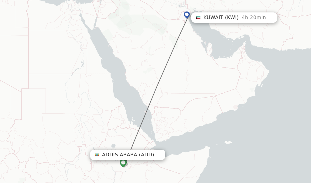 Direct non stop flights from Addis Ababa to Kuwait schedules