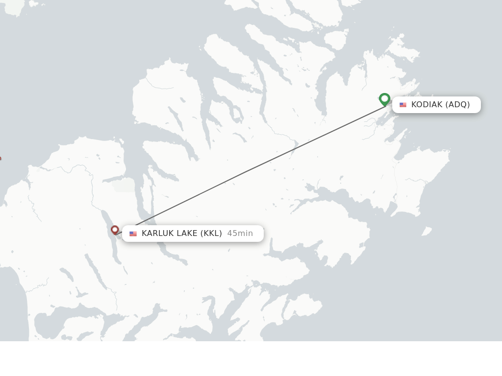 Direct (non-stop) flights from Kodiak to Karluk Lake - schedules -  