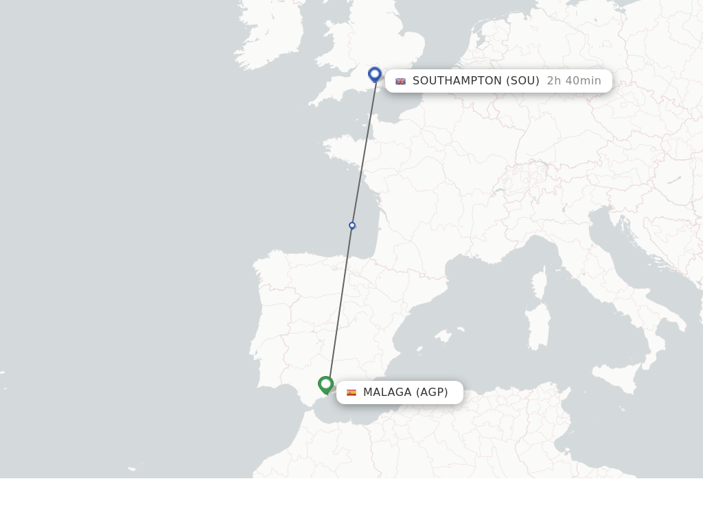 Direct (nonstop) flights from Malaga to Southampton schedules