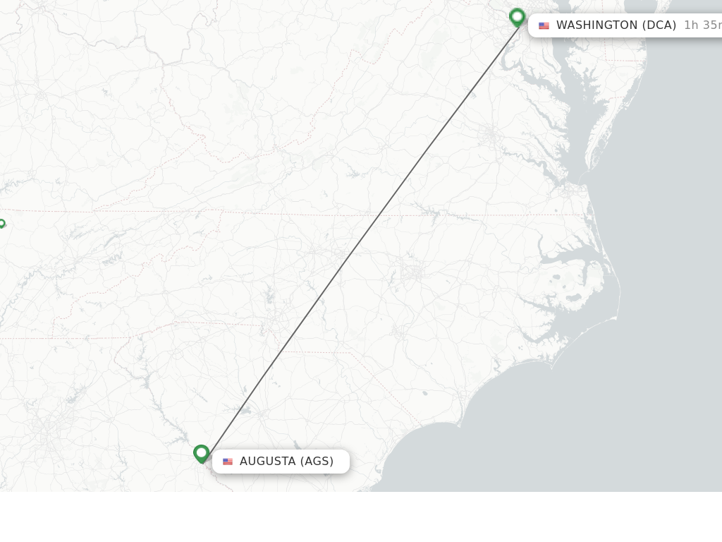 Direct non stop flights from Augusta to Washington schedules