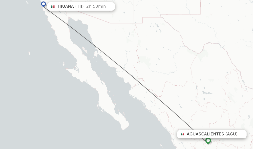 Direct non stop flights from Aguascalientes to Tijuana