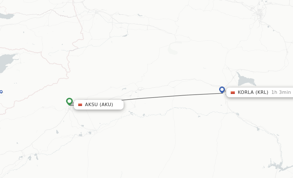 Direct (non-stop) flights from Aksu to Korla - schedules - FlightsFrom.com