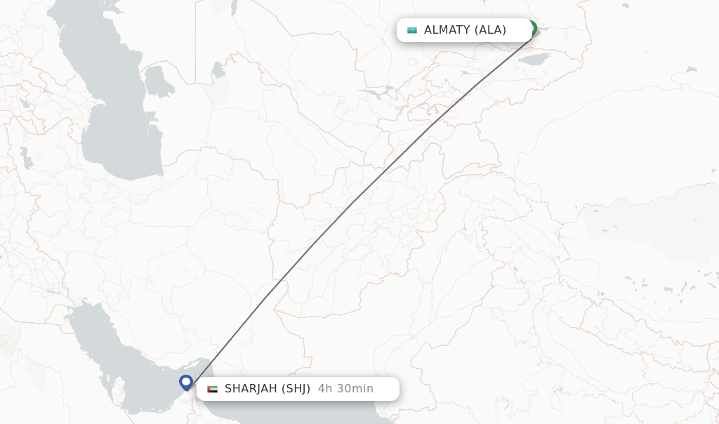 Direct (non-stop) flights from Almaty to Sharjah - schedules ...