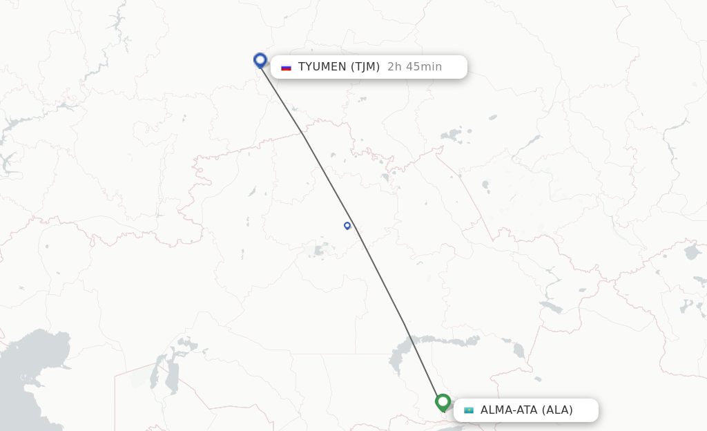 Direct (non-stop) flights from Almaty to Tyumen - schedules ...