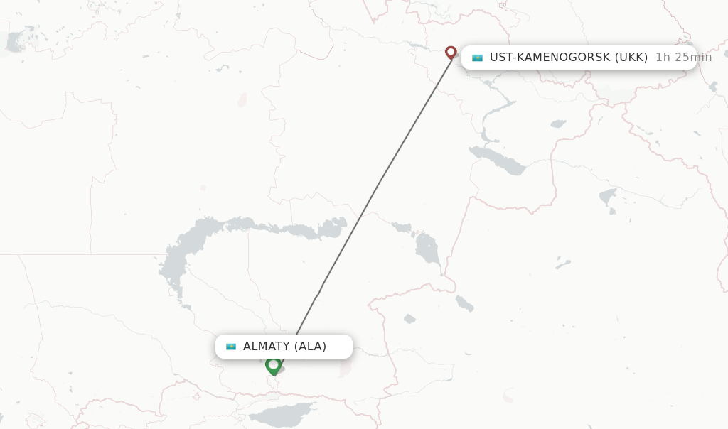 Direct (non-stop) flights from Almaty to Ust-Kamenogorsk - schedules ...