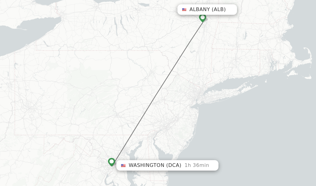 Direct (nonstop) flights from Albany to Washington schedules