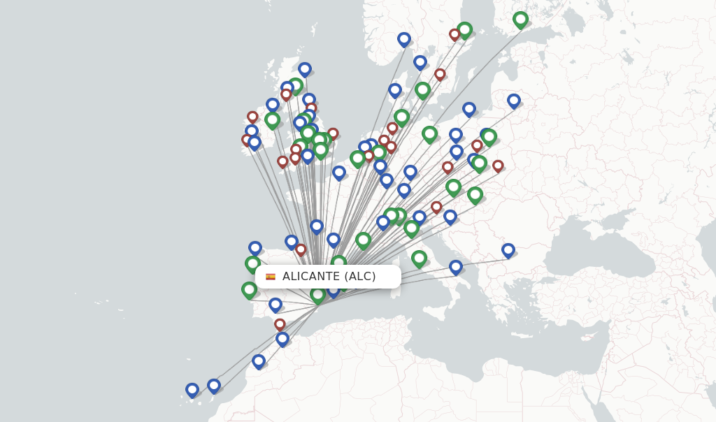 Ryanair flights from Alicante, ALC