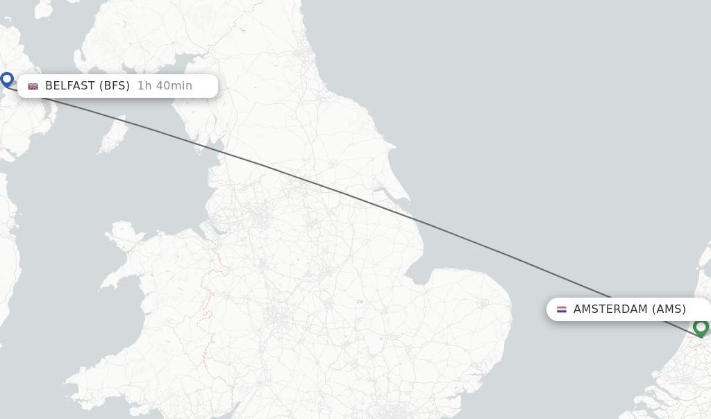 Direct non stop flights from Amsterdam to Belfast schedules