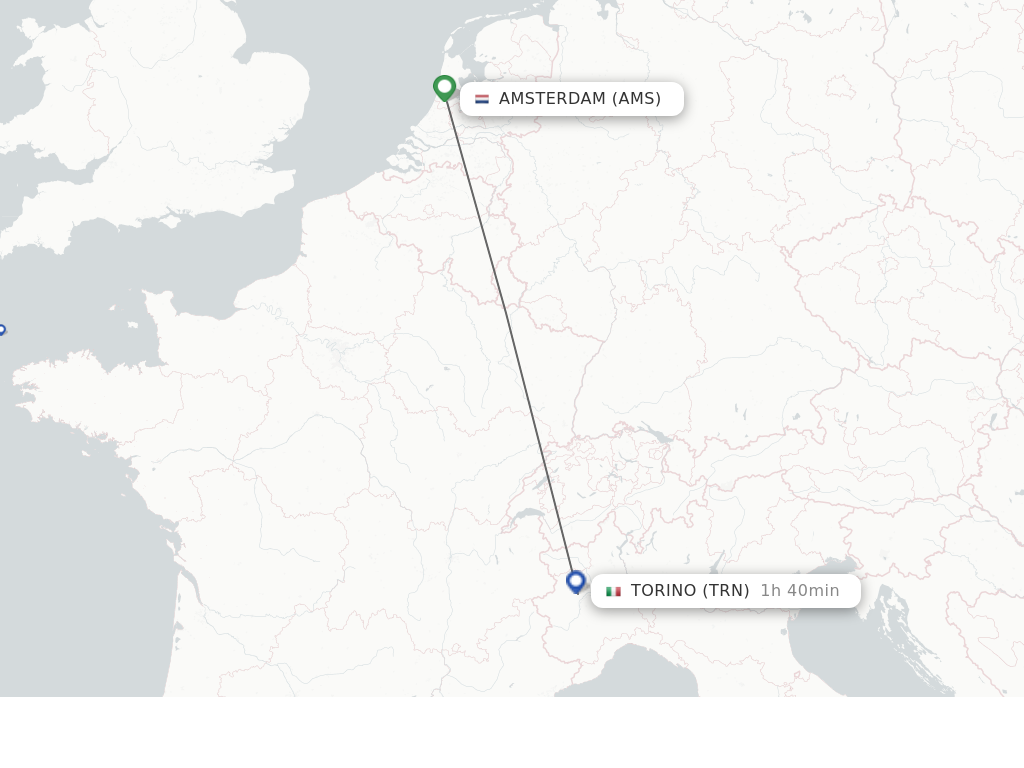 Direct non stop flights from Amsterdam to Turin schedules