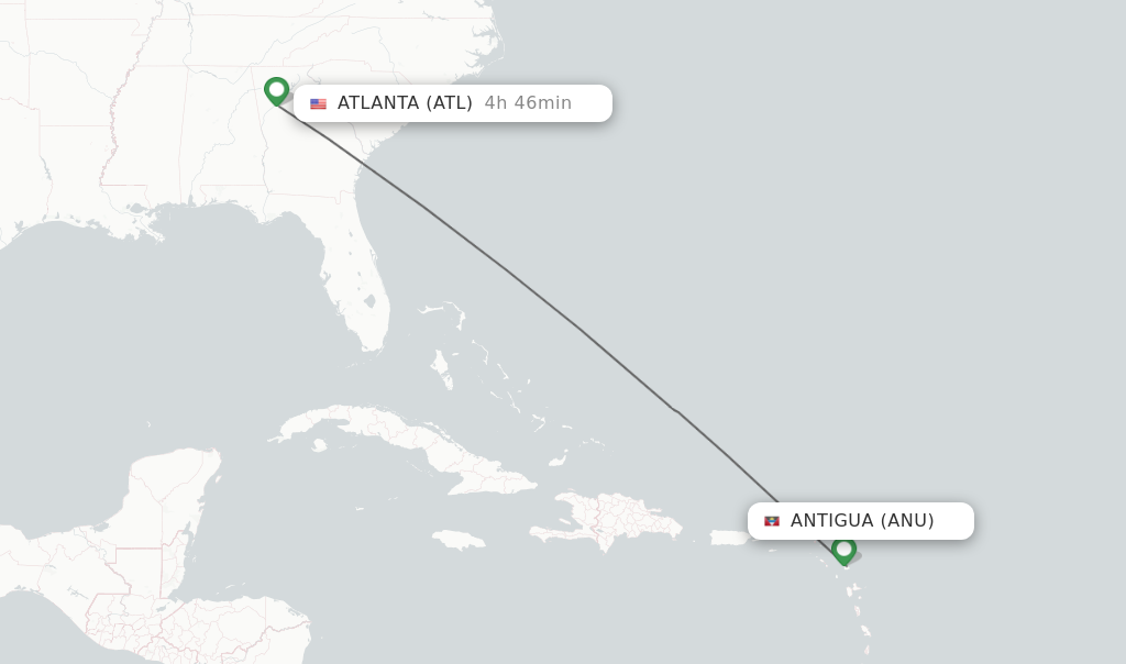 Direct non stop flights from Antigua to Atlanta schedules