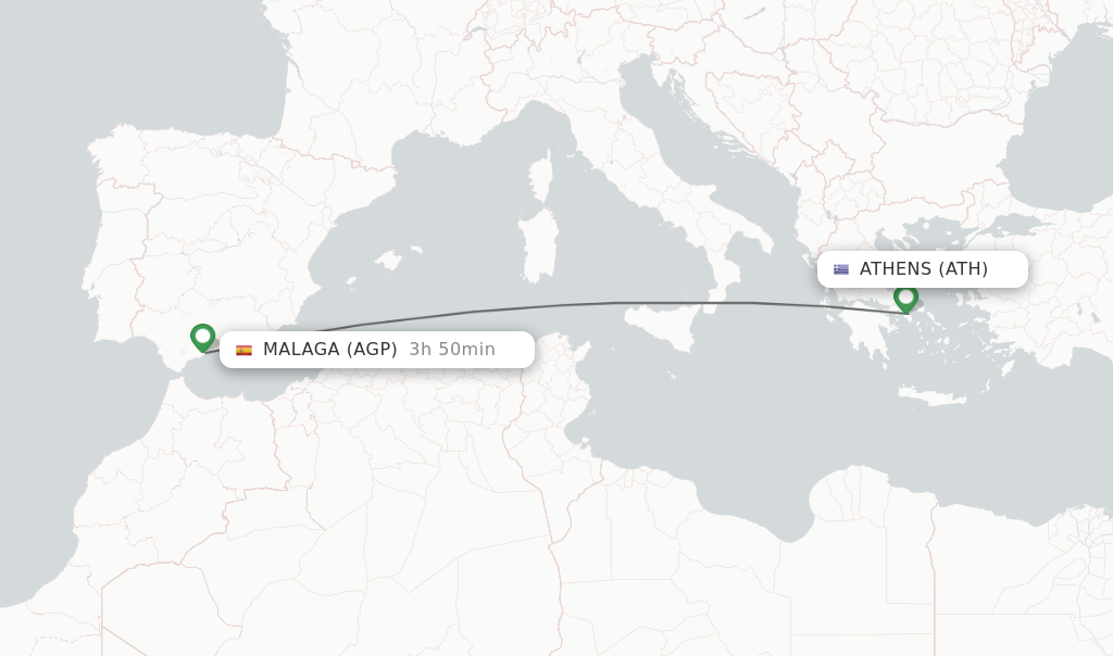 Direct non stop flights from Athens to Malaga schedules