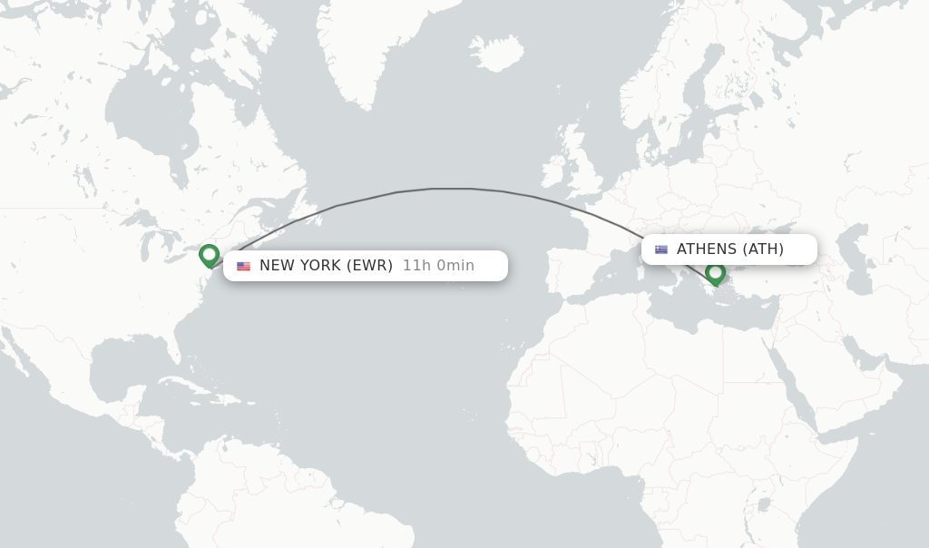 flight length athens to new york