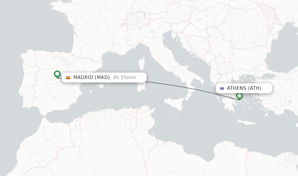 Direct non stop flights from Athens to Madrid schedules