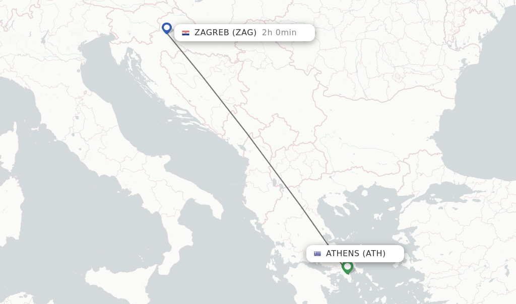 Direct (nonstop) flights from Athens to Zagreb schedules