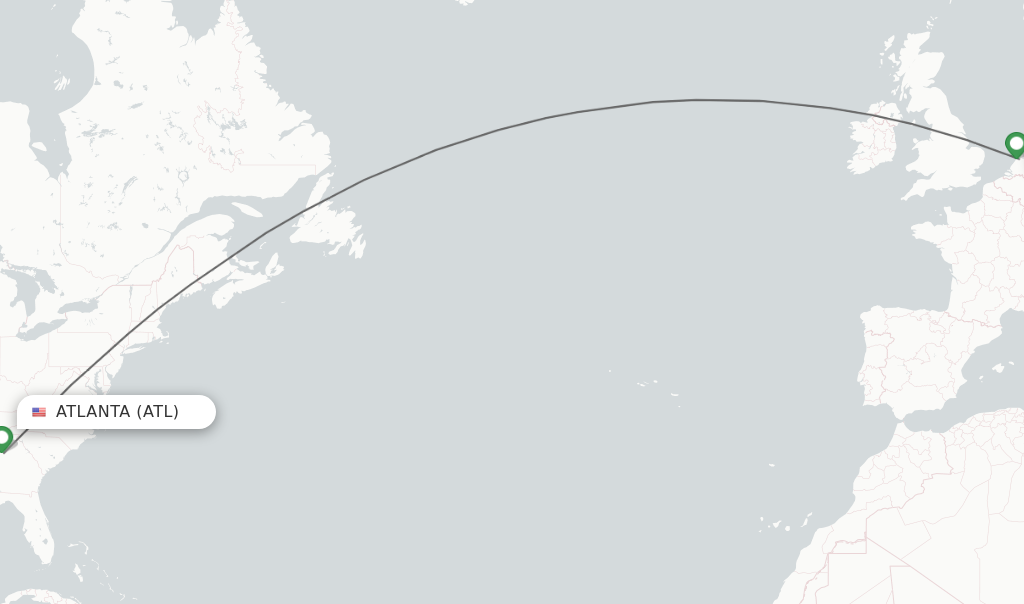 Direct (nonstop) flights from Atlanta to Amsterdam schedules