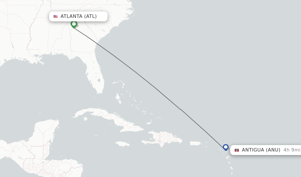 Direct non stop flights from Atlanta to Antigua schedules