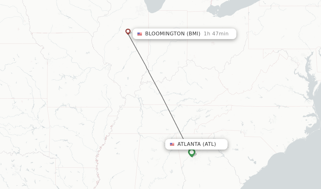 Direct non stop flights from Atlanta to Bloomington schedules