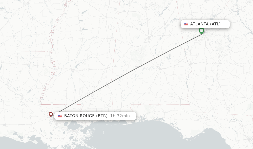 Direct non stop flights from Atlanta to Baton Rouge schedules