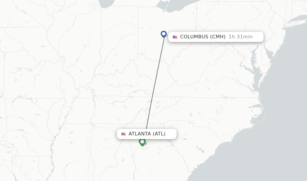 Direct non stop flights from Atlanta to Columbus schedules