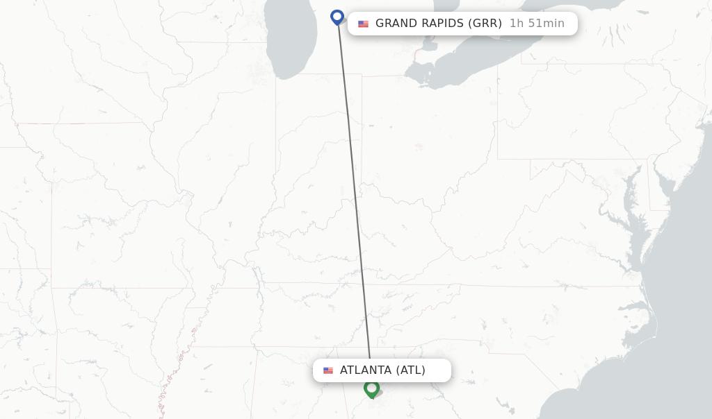 Direct non stop flights from Atlanta to Grand Rapids schedules